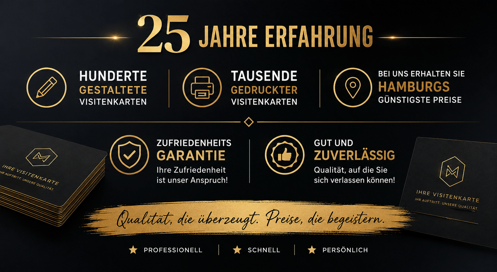 Visitenkarten Druckerei Hamburg – 25 Jahre Erfahrung, günstige Preise & Garantie 25 Jahre Erfahrung – Hamburgs günstigste Preise für Visitenkarten mit Zufriedenheitsgarantie